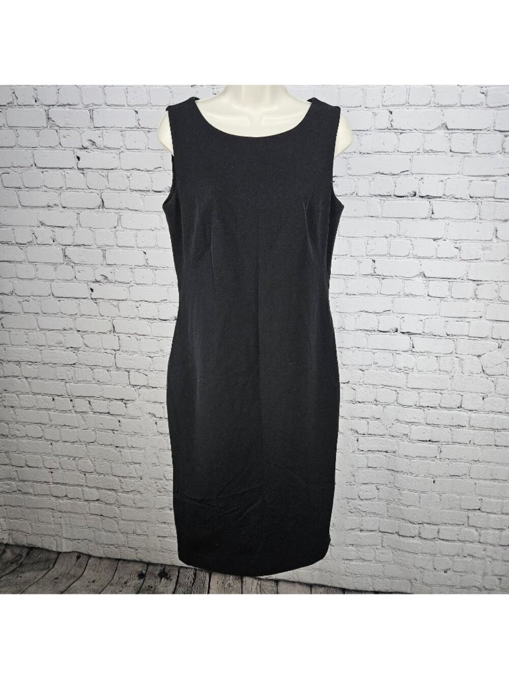 Caslon Black Sleeveless Lined Back Zip Stretch Side Slits Midi Sheath Dress 8